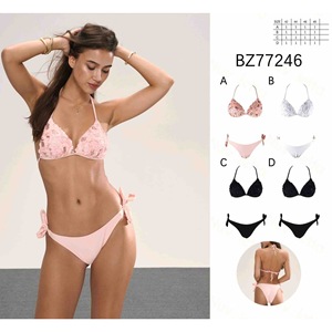 Set bikini con top in pizzo e slip con laccetti laterali, rosa, nero, bianco, taglia 42 44 46 48 BZ77246 - Product Image 1