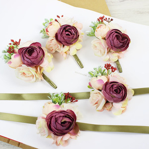Novia roja Boda Pecho Flores Celebración Reunión Banquete Invitados Ramillete Muñeca Flor Decoración - Product Image 4