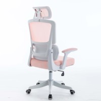 Vente en gros de chaise d'ordinateur ergonomique tournante à dossier haut, chaise en maille de bureau rose pivotante à roues silencieuses pour la maison