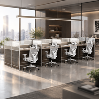Poste de travail modulaire moderne Foshan pour 8 personnes, bureau cloisonné en bois écologique pour projet de bureau commercial