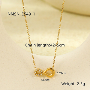 Collier pendentif en forme <span class=keywords><strong>de</strong></span> cœur infini avec lettre 8 en zircon plaqué or 18 carats en acier inoxydable imperméable à <span class=keywords><strong>l</strong></span>'eau pour cadeau - Product Image 4