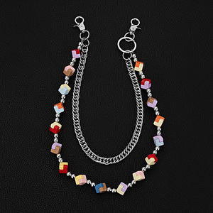 Nuova Tendenza: Catena per Jeans da Donna a Doppio Strato con <span class=keywords><strong>Cubo</strong></span> <span class=keywords><strong>di</strong></span> <span class=keywords><strong>Rubik</strong></span> Colorato, Catena per Vita Artigianale, Ciondolo per Jeans - Product Image 2