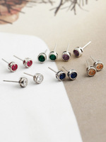 Nouvelles boucles d'oreilles en argent sterling 925, délicates et élégantes, avec zircon cubique coloré pastel, pour filles et femmes, multi-perçages
