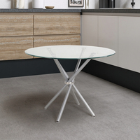 Meubles de salle à manger Table basse ronde Table de cuisine pour petits espaces Table à manger en verre trempé transparent