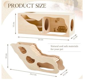 2 uds casas de hámster y escondites juego de túnel de hámster casa de madera para hámster con escalera de escalada jerbos erizos <span class=keywords><strong>ratas</strong></span> ratones - Product Image 2