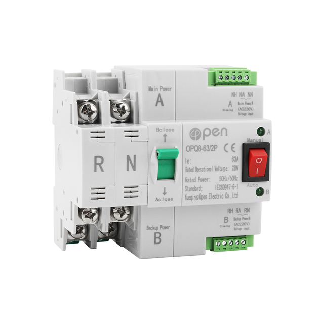 Open Electric 63A 2P DIN Rail Dual Power ATS Double Power Automatic Transfer Switch