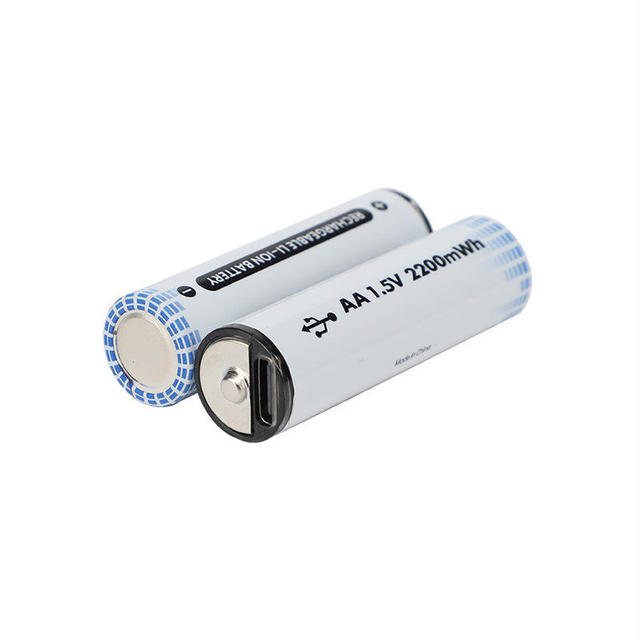 Wholesale OEM 1.5V AA 2200mWh Recyclable Rechargeable Batteries USB Type-C Charging No. 5 Lithium Ion Battery for Toys