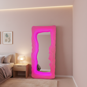 <span class=keywords><strong>Miroir</strong></span> de maquillage LED pleine longueur à forme irrégulière avec éclairage amélioré, cadre en MDF, mural, anti-explosion, pour chambre à coucher - Product Image 2