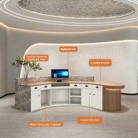 Comptoir de réception laqué minimaliste moderne multifonctionnel en bois massif pour salon de beauté, bar, magasin de vêtements, studio de danse