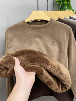 Benutzerdefiniertes LOGO Herren Dicker Vintage Winter Rundhals-Pullover Olefin-Fleece Gefüttert 220g Strickpullover