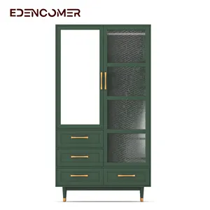 Edencomerモダンデザイン中国風収納スペース寝室用ミラードア付き木製ワードローブ