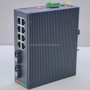 Switch Ethernet PoE Industrial de 8 Puertos Gigabit para Riel DIN con 2 Puertos SC 10/100/1000Mbps, Carcasa de Aleación de Aluminio - Product Image 1