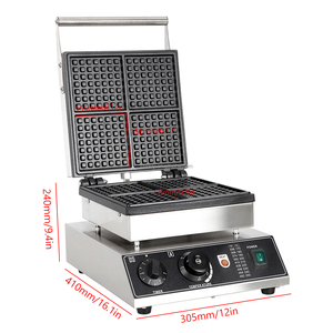 Gaufrier industriel antiadhésif 1750W pour 4 gaufres, machine à snacks avec plaques de cuisson en téflon, corps en acier inoxydable, 110V, Nouveau - Product Image 3