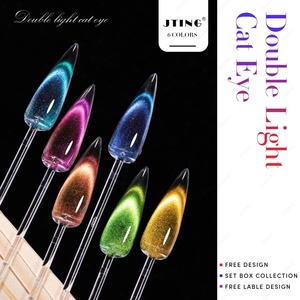 เจลทาเล็บ JTING รุ่นใหม่ล่าสุด เอฟเฟกต์ตาแมวแบบสองสี 6 สี เจลทาเล็บแม่เหล็กแบบสองชั้นเงางาม  OEM ขวดดีไซน์พิเศษ - Product Image 4