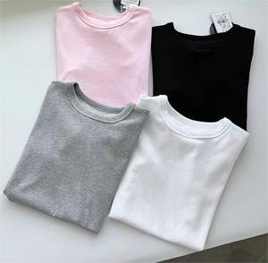 T-shirt court en coton pour femme, décontracté, personnalisé, à manches courtes, uni, tricoté compressé, écologique, pour l'été - Product Image 3