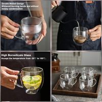 Tasses à café en verre à double paroi de 250ml tasses à café en verre isolées soufflées à la main de 8oz pour expresso cappuccino latte americano