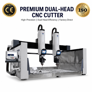 Machine de gravure sur pierre CNC automatique à double tête 5 axes, routeur haute précision pour sculptures 3D en granit, marque JINZUAN - Product Image 1