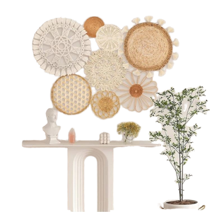 Leshf HC070 13 Piece Woven Bohemian Wall <b>Basket</b> Decoration Handmade Wicker <b>Bamboo</b> Seagrass Bedroom Living Room - Product Image 1