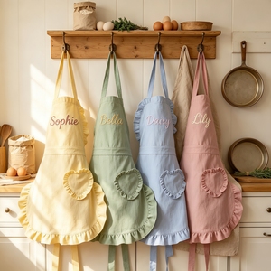 Delantal Bordado Personalizado con Nombre, Delantal de Cocina Personalizado con Bolsillo, Delantal <span class=keywords><strong>para</strong></span> Cocinar, Hacer Barbacoa y Hornear, Regalos <span class=keywords><strong>para</strong></span> Mujeres, Mamá, Esposa - Product Image 2