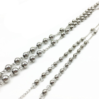 Collier chapelet tendance en acier inoxydable avec perles, collier Jésus en acier inoxydable