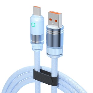 Cable de datos tipo C, carga rápida de 66W, velocidad de transmisión de 480Mbps para teléfono móvil con diseño trenzado y carcasa transparente - Product Image 3