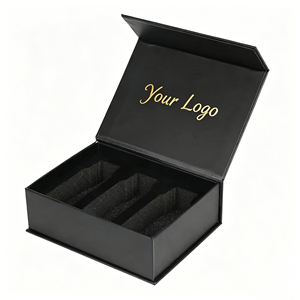 Boîte à rabat avec fermeture magnétique personnalisée, boîte rigide en carton, papier artistique, logo en feuille d'or de luxe, emballage cadeau pour bougie avec mousse - Product Image 1