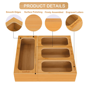 Private Label Food Storage Bag Drawer Organizers Bamboo Ziplock Bag Storage Organizer For Gallon, Quart, Sandwich & Snack