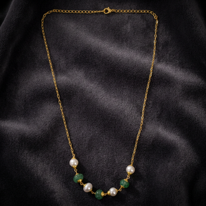 Custom Rhodium Plated <b>Necklace</b> Green Jade Fluted Bead Freshwater <b>Pearl</b> Link Chain Women Bridal Luxury Gift Jewelry <b>Set</b> - Product Image 4