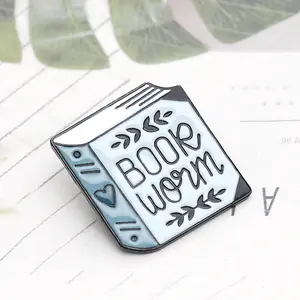 Funny literary book shape lapel pin gift with hear badge
