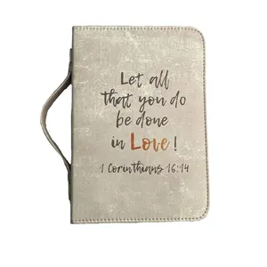 Bible Cover Case For Women PU Leather Bible Cover Bag With Pockets And Zipper Tote Church Bag Bible Book Cover