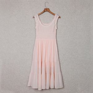 Robes midi décontractées élégantes d'été en rayonne sans manches à volants personnalisées pour femmes - Product Image 5