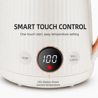 Bouilloire électrique 1,7 L avec contrôle intelligent de la température 45-100 ° C SUS304 Acier inoxydable double couche anti-brûlure 1500W