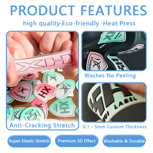 Custom 3D Elastic Silicone Heat Transfer Label Factory Direct Iron On Logo Washable Stretchable Clothing Sportswear Apparel