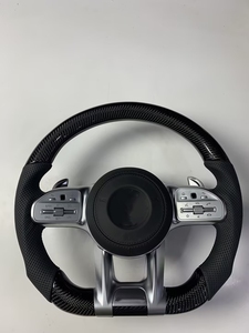 Volante de Fibra de Carbono con Cuero Negro y LED RPM, Mejora Deportiva para <span class=keywords><strong>Mercedes</strong></span>-<span class=keywords><strong>Benz</strong></span> <span class=keywords><strong>AMG</strong></span> Clase C/E/S - Product Image 1