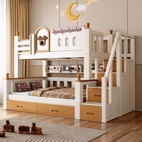 Cama litera moderna de madera maciza integrada, alta y baja, doble, para madre e hijo, para apartamento pequeño, dormitorio infantil, ecológica y duradera