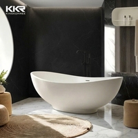 Baignoire autoportante en résine composite de pierre artificielle écologique Kingkonree KKR 2026 avec drain intégré – Garantie 5 ans et plus