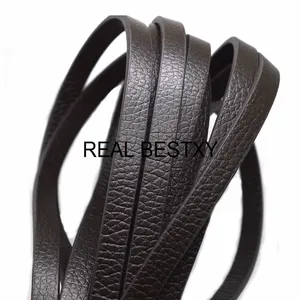 approx 10*3mm brown flat leather cords jewelry finding leather straps strands for bracelets men making material diy