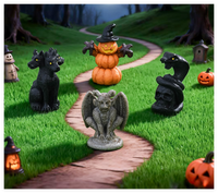 Mini DIY artesanías de resina de Halloween estatuilla de pájaro Castillo de la muerte y fantasma Micro paisaje jardín figuras horribles estilo en miniatura