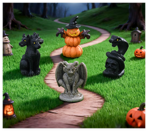 Mini DIY artesanías de resina de Halloween estatuilla de pájaro Castillo de la muerte y fantasma Micro paisaje jardín figuras horribles estilo en miniatura - Product Image 3