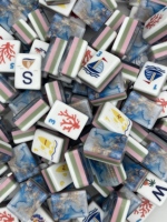 Table de Mahjong Américain de Luxe Bleue à Quatre Couches, en Acrylique, Pliable et Portable, Écologique et Durable, pour le Divertissement et les Jeux