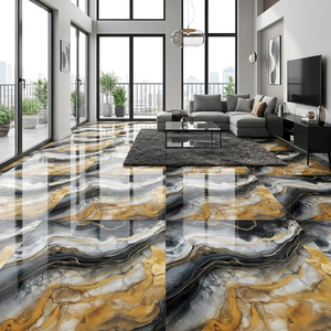 Porcelanato <span class=keywords><strong>de</strong></span> Lujo Fácil <span class=keywords><strong>de</strong></span> Limpiar, Modernos para Piso, Azulejos <span class=keywords><strong>de</strong></span> Porcelana Pulida en Negro y Dorado con Efecto Mármol 60x60 para Sala <span class=keywords><strong>de</strong></span> Estar 24x24 - Product Image 6