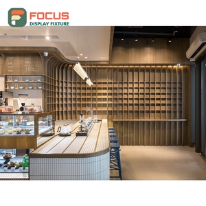 Commercial Coffee Merchandise Display Rack Solid Wood Frame Open Shelf Layout Coffee <b>Bar</b> Display Rack - Product Image 6