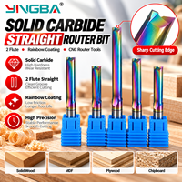 YINGBA AlTiN Coated Solid Carbide 6mm Shank 2 Flute Straight Router Bit CNC Milling Cutter untuk Pemotongan Kayu MDF
