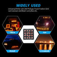 Feu LED carré 12V 24V blanc bleu rouge jaune 16 LED 48W clignotant latéral stroboscopique arrière