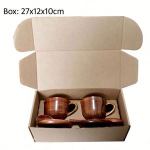 Factory Wholesale <b>Creative</b> Jujube Wood Custom Logo Back to School 270ml Coffee Cup Saucer Set - Product Image 5