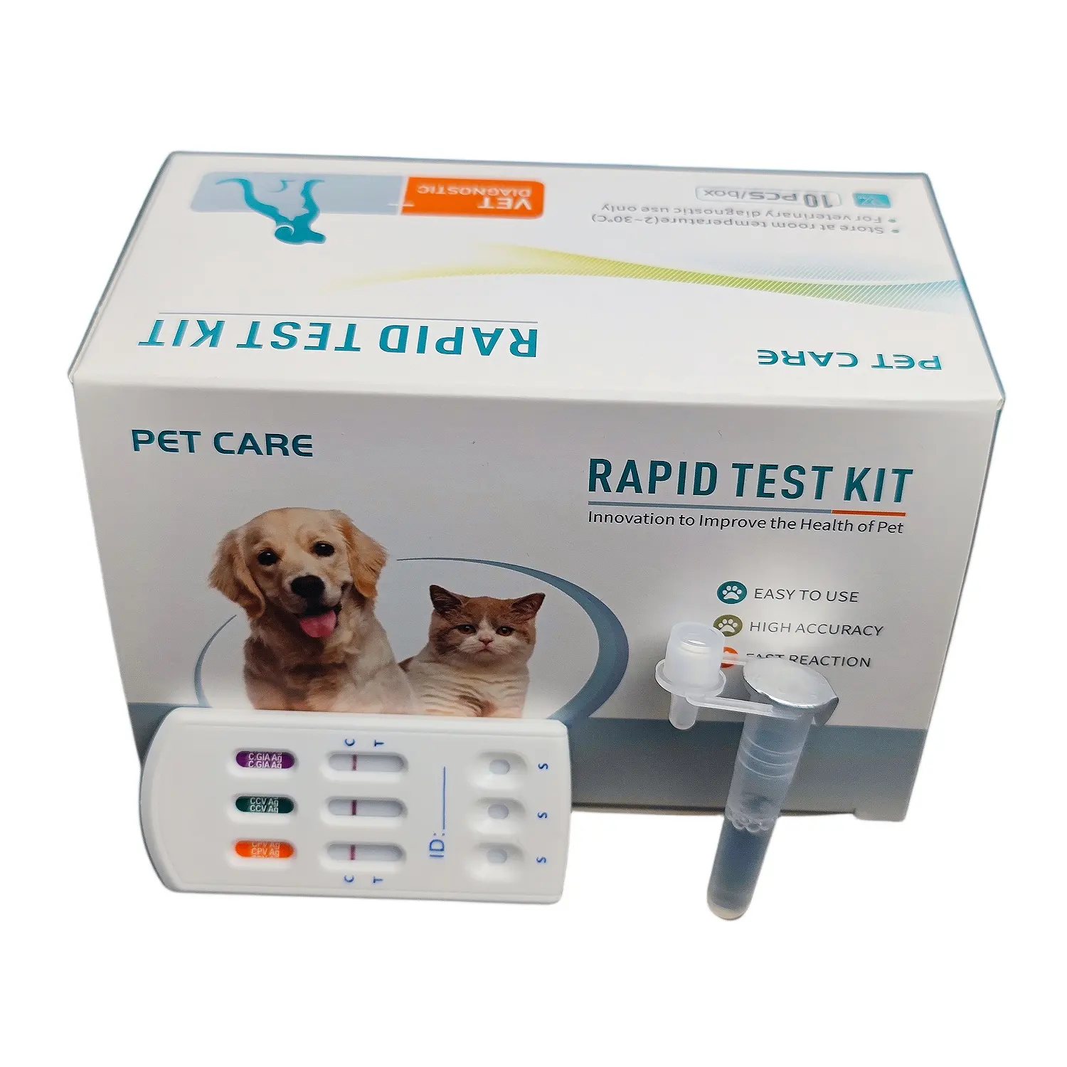 อุปกรณ์สัตวแพทย์ Parvo Corona Giardia cdv CPV CCV Gia Giardia ชุดทดสอบสําหรับสุนัข