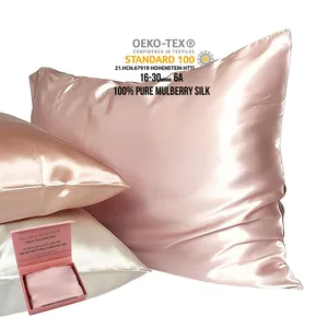 Custom Real Pure Silk Satin Pillow Case, 100% Mulberry Silk, Pillowcase с Zipper, Design, Wholesale, gift Box, 19 мм, 22 мм, 25 мм