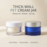 Pot de crème pour les yeux rechargeable zéro déchet 20g-50g en PET à paroi épaisse PCR, avec insert remplaçable homologué FDA, emballage durable en plastique