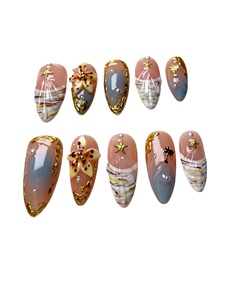 เล็บปลอมทรงสควอวัลทำมือ ลายทรอปิคอลซัมเมอร์โอเชียน ดอกไม้ 3 มิติ ปลาดาว ต้นปาล์ม ใช้ซ้ำได้ หรูหรา เหมาะสำหรับชายหาด ขายส่ง - Product Image 3