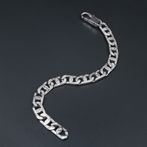 European American Minimalist <b>Titanium</b> Steel <b>Chain</b> Bracelet 21.5 Cm Length Men's Metallic Horseshoe Design CE248 - Product Image 3